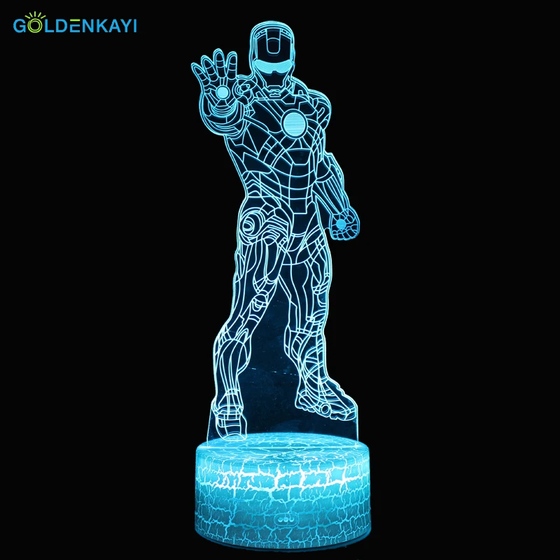GOLDENKAYI 3D Железный человек LED оригинальность ночные светильники атмосфера