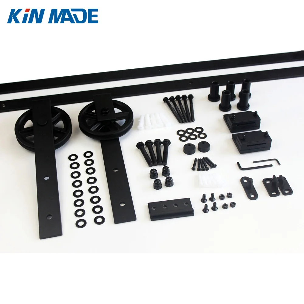 

USA warehouse Big Strap Spoke Wheel Wood Sliding Barn Door Hardware Closet Single Double Kit