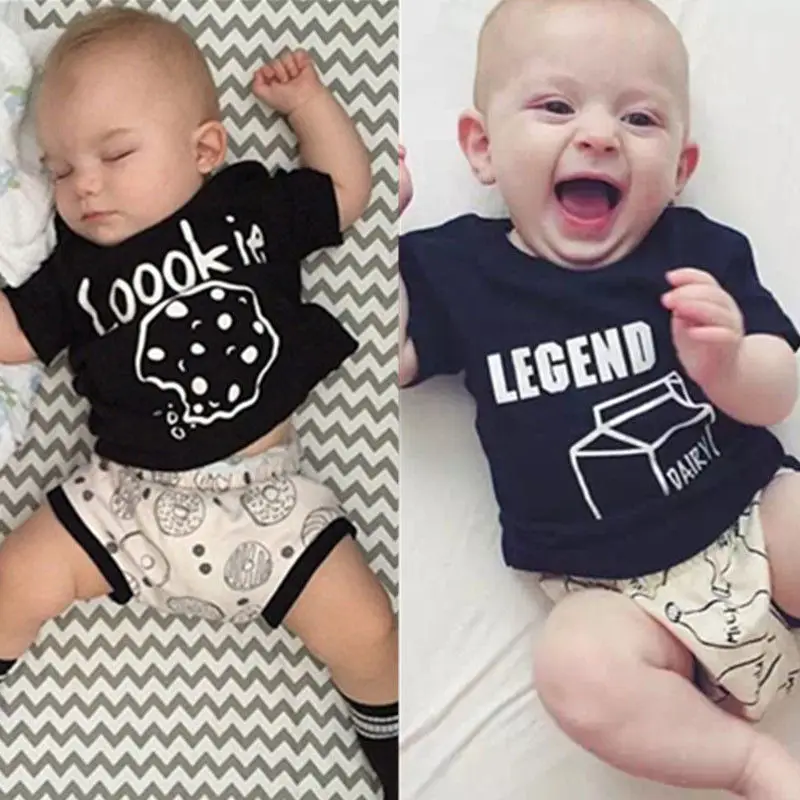 Комплект из 2 предметов летняя одежда для маленьких мальчиков и девочек футболка