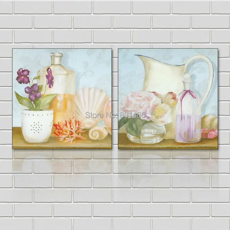2 шт. винтажная настенная живопись цветов и ракушек натюрморт декоративные