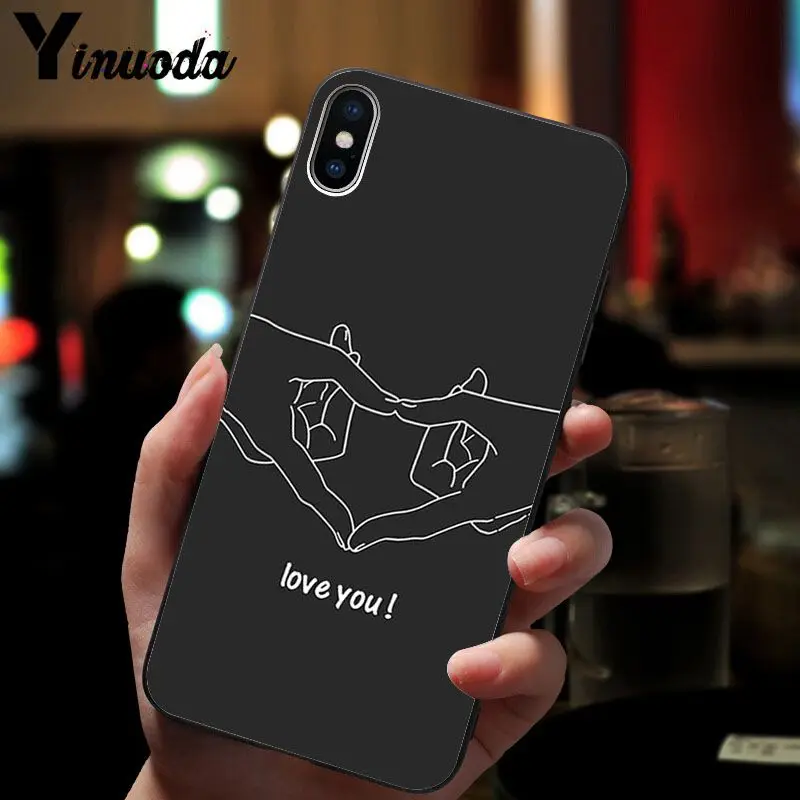 Yinuoda EXO kpop Сердце Рисование любовь на палец тянуть крюк черный чехол для телефона