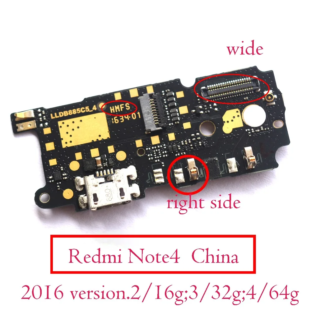 Реально оригинальный HMFS для Xiaomi RedMi Note 4 MTK helio X20 версия Micro USB зарядная плата