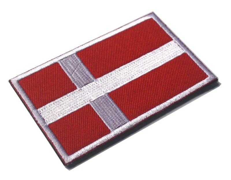 

5pcs/lot Embroidery Badge Danish National Flag Of Denmark Embroidered Badges Patch For Clothing Cap Bag