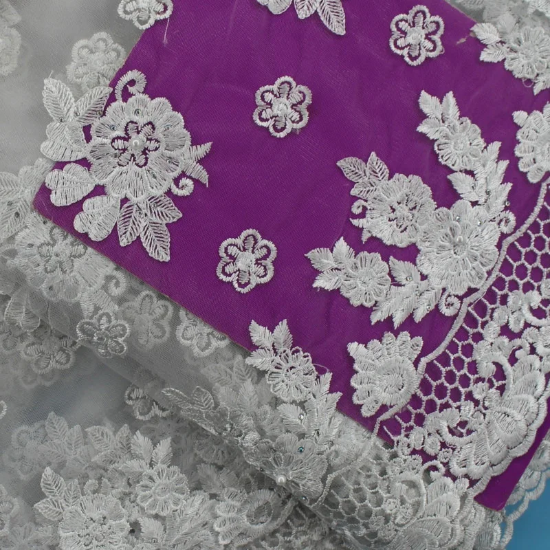 Beautiful small flowers pattern with stones and beads Net Lace SC23 Free shipping cheap price French Tulle Fabric | Дом и сад