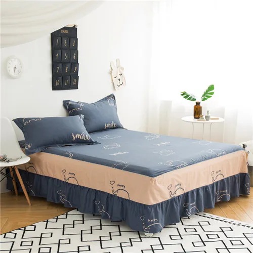 whale bedskirt Домашний текстиль, хлопок, покрывало для кровати, гофрированное покрывало, покрывало для кровати, покрывало с принтом, 3 шт - Цвет: whale bedskirt