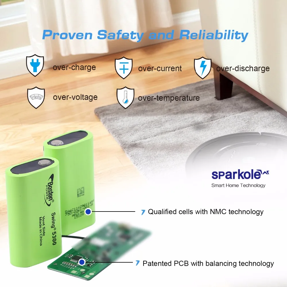 Sparkole 5300 мА/ч, 14,8 V 2 литий-полимерные Перезаряжаемые Батарея для iRobot Roomba 531 550 560 620 650 770 780 870 880 500 600 700 800