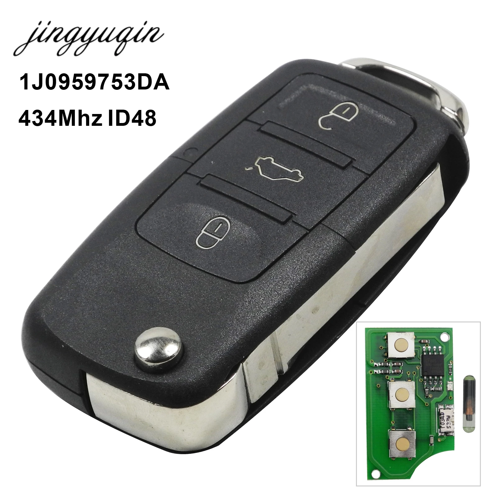 Jingyuqin 10X Автомобильный Дистанционный ключ ID48 для 1J0959753 DA/AH/G Caddy EOS Jetta Sirocco Tiguantouran