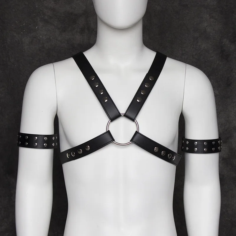 Latest Design Black Faux Leather Free Size Sexy Adjustable Body Chest Harness Strappy With O-rings Connected For Nightclub | Тематическая