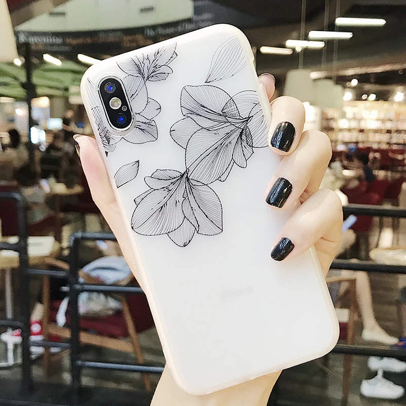 Phone Case For iPhone 7 8 Plus Rose Floral Leaves Cases Flower Silicon Protect Soft Full Cover 6 6S 5 5S SE Capa |