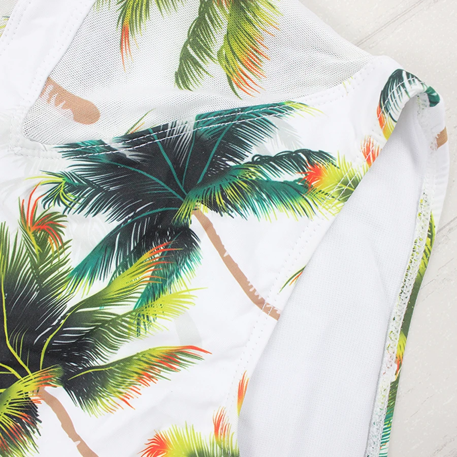 ZUSUMI Backless Swimwear Woman Mesh Monokini Trees Print One Piece Swimsuit 2018 New Maillot De Bain Cut Out Beach Bathing Suit | Спорт и