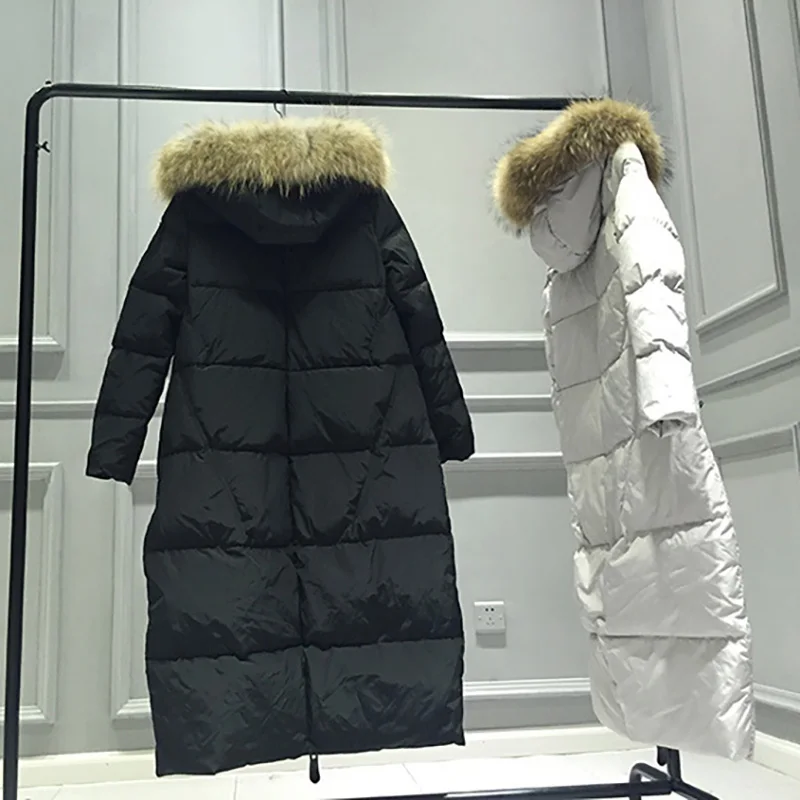 Женская зимняя куртка с капюшоном и мехом енота средней длины|coat down|coats coatscoat padded |
