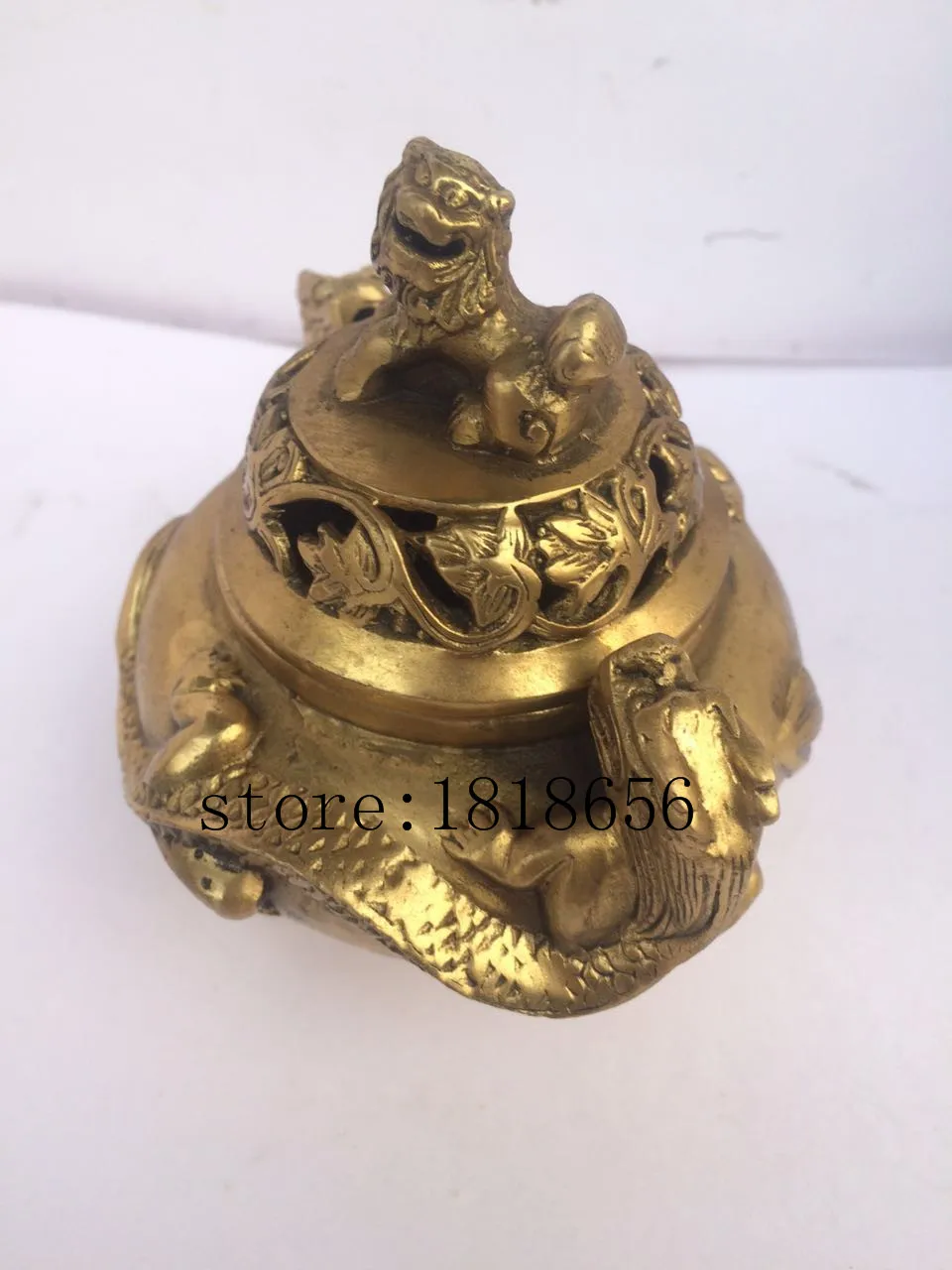 Антикварный антиквариат китайский латунный вырезать дракона|censer| |