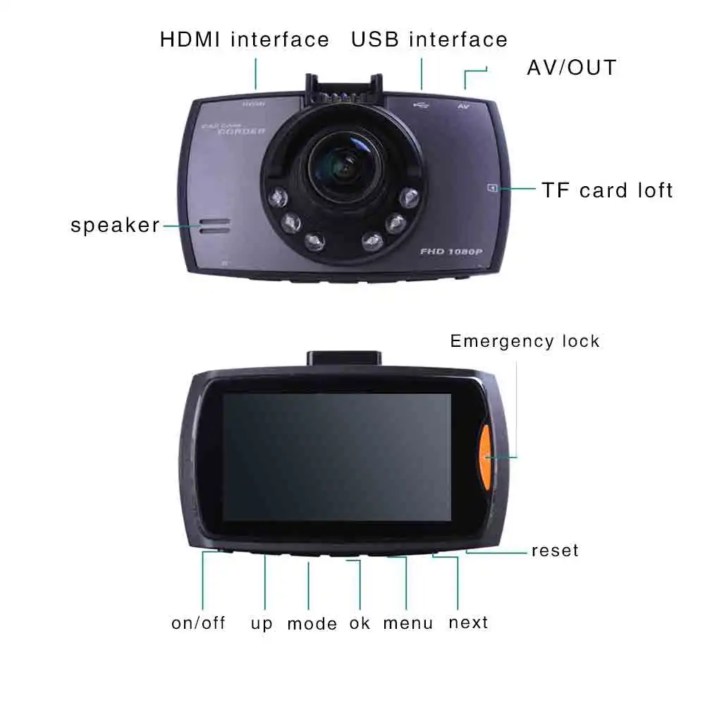 Мини 2.4 &quotFull HD 1080 P Видеорегистраторы для автомобилей 140 degre Широкий формат TFT
