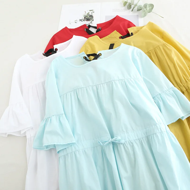 Повседневной одежды женский 2018 Летняя мода Vestidos с коротким рукавом японский Мори