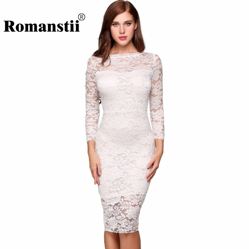 Romanstii Кружево платье Демисезонный 2017 Сексуальная 3/4 с длинным рукавом круглый