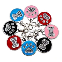 wholesale 20pcslot glitter bone paw pet id tags stainless steel personalized puppy cat id tag for small dogs and cats engraved