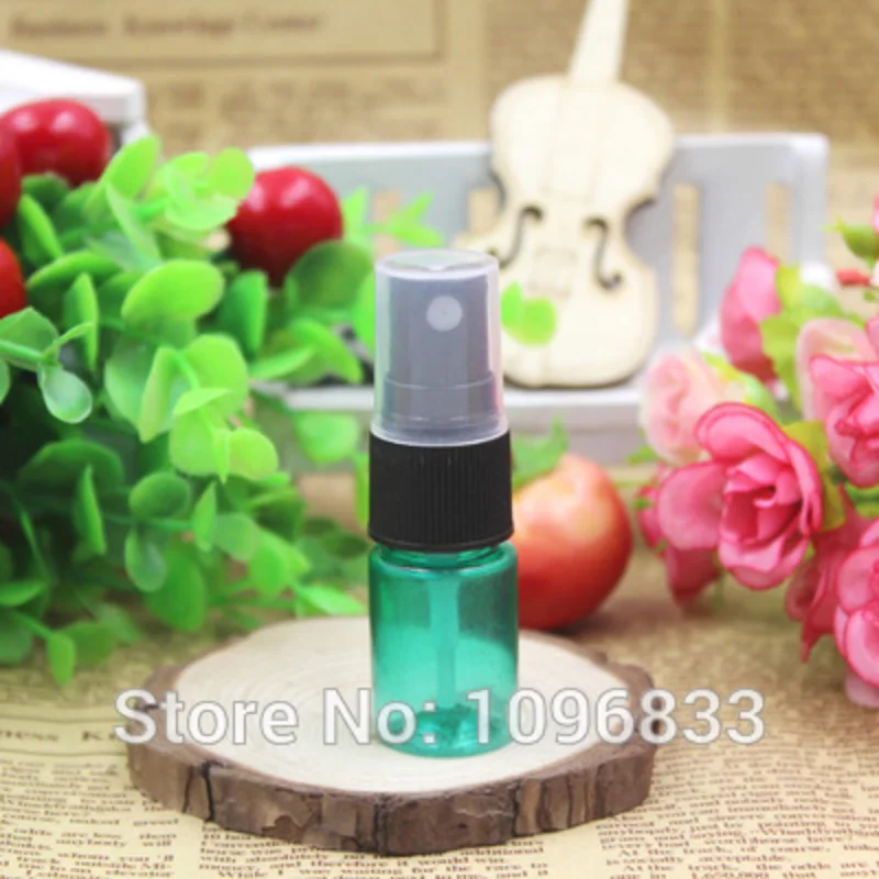 

100pcs/Lot, 5ML 5CC Plastic Spray Bottle Green Bottle with Black Atomizer, Cosmetics Sample Bottles, Make-up Water Bottles,