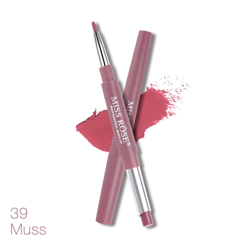 39 Miss Rose, набор для макияжа, двухсторонняя губная помада+ карандаш-карандаш, бархатная матовая губная помада, телесный карандаш для губ, долговечная косметика - Цвет: 39