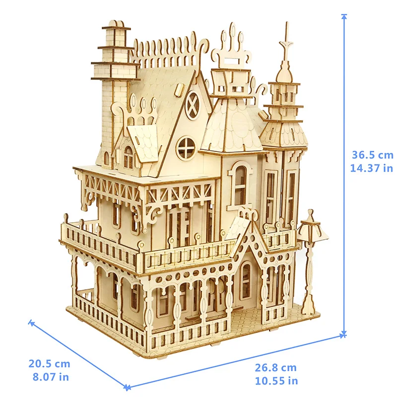 Лазерная резка головоломки 3D деревянные пазлы модель Dream Villa House площадью