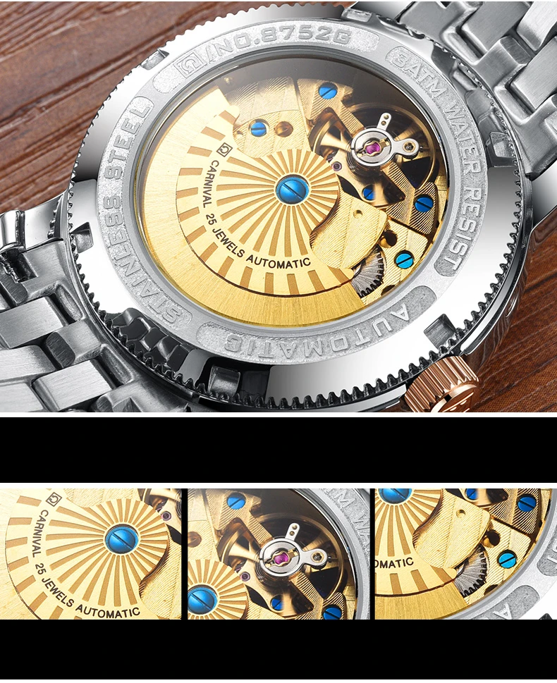 

Men's Self-Wind Multi-turn Tourbillon Mechanical Watches Water Resistant Automatic Skeleton Watch Men Relojes Hombre Moon Phase