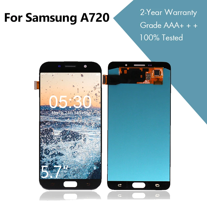OLED ЖК-дисплей для samsung A7 A720 ЖК-дисплей с сенсорным экраном дигитайзер сборка для samsung A7 A720 ЖК-дисплей