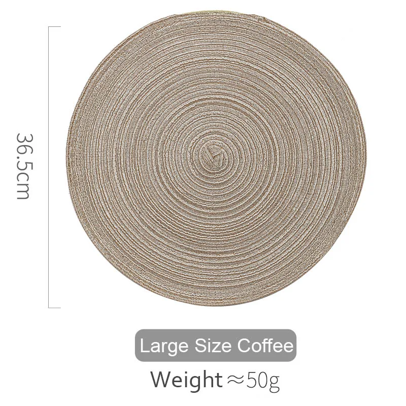 Large-Coffee 4 шт./лот коврик для обеденного стола, круглый коврик из хлопка и льна, пасторальный коврик для чаши, вязаные коврики, аксессуары для стола - Цвет: Large-Coffee