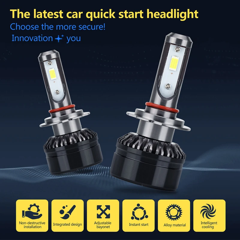 1 Pair LED Car Headlight Kit H4 HB2 9003 H7 High/low Conversion DC 12V 60W 6000K White N15 CSP Bulb | Автомобили и мотоциклы