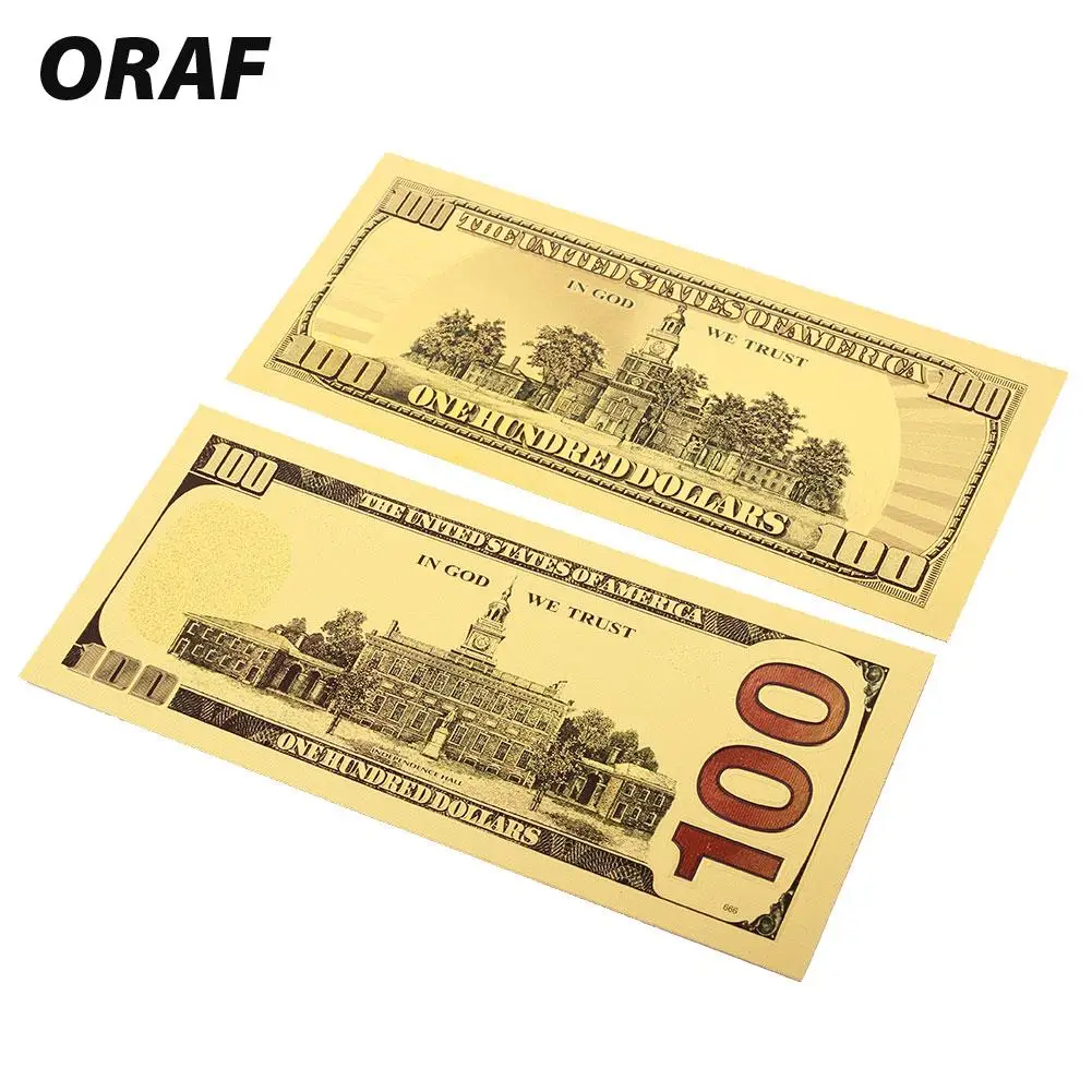2 шт./компл.; Прямая ; Новинка; 100 долларов США, цена в долларах, подарок с покрытыем цвета чистого 24 каратного американский золотой Фольга банкнот Реплика Поддельные альбом для банкнот деньгами для домашнего декора