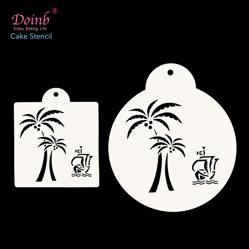 

Coconut tree Boat Tiramisu Stencil For Cake Mold Decoration Baking Moulds Wall Painting Album Embossing DIY Craft Tool