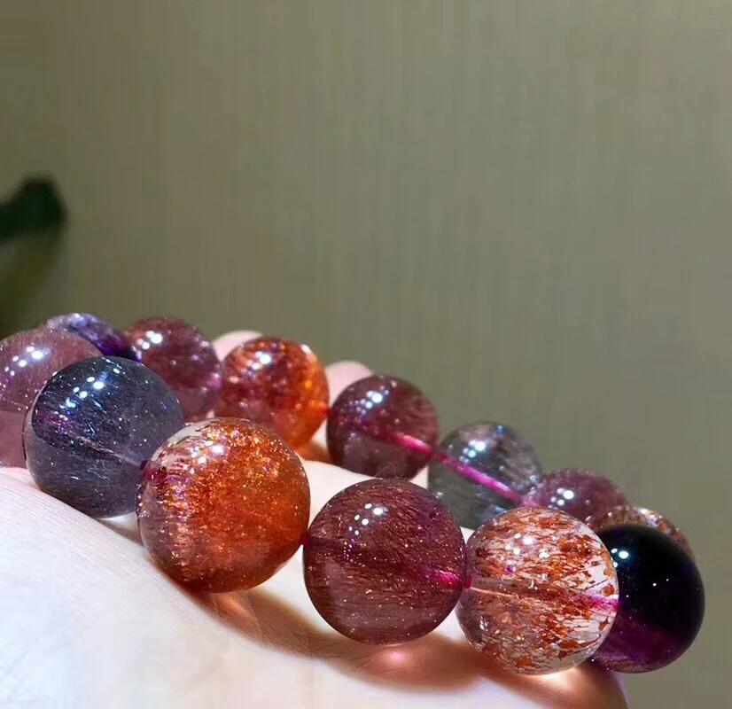 Сертифицированный натуральный кварцевый рутилированный браслет Super Seven Lepidocrocite