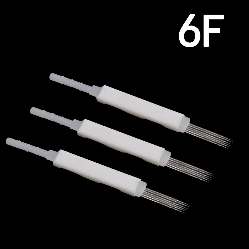 

50Pcs 6F 6-Prong Flat Card Needles and 50Pcs Tips Caps For Merlin Machine Permanent Munsu Makeup Accessories Beauty Supplies