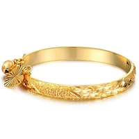 baby bangle lovely solid yellow gold filled children openable carved bracelet diameter 4 2cm birthday gift