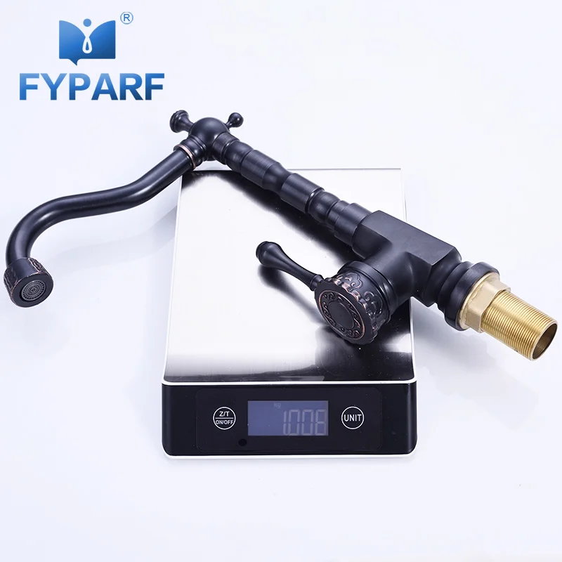 

FYPARF Black Bathroom Faucet Water Cold Hot 360 Swivel Mixer Single Handle Water Tap Sink Faucet Vintage Water Mixer Basin Tap