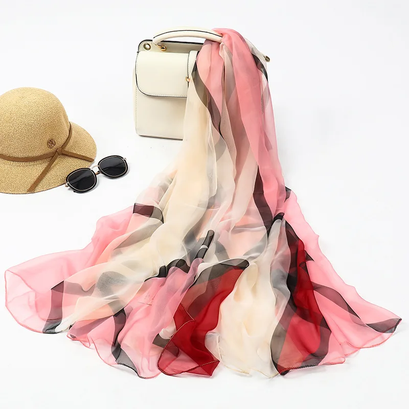 Designer Scarf Women Luxury 2019 Blue Stripe Print Female Summer Beach Plus Size 180*140cm Shawl and Echarpe Wraps Head Scarves |