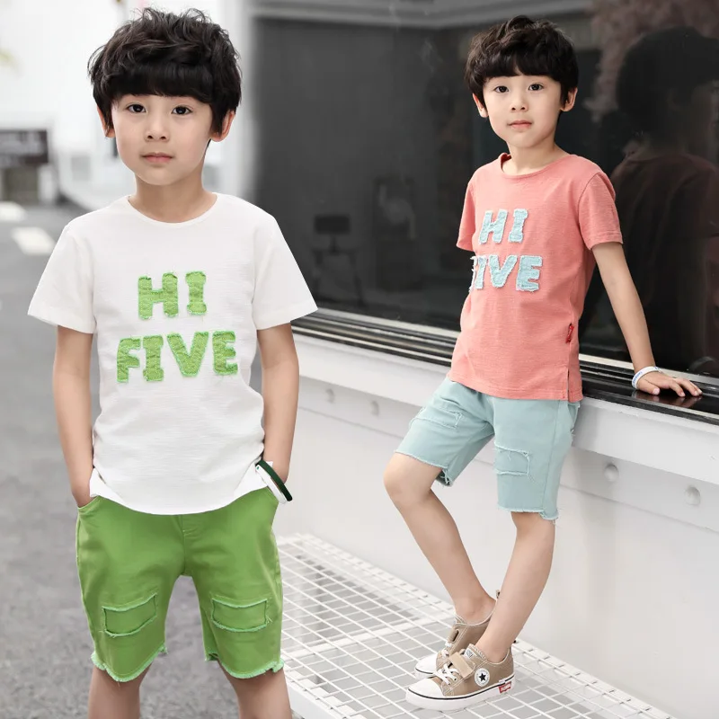 

big boy kids summer clothes set T-shirt+pant 2pcs casual suit children boys clothing sets outfit