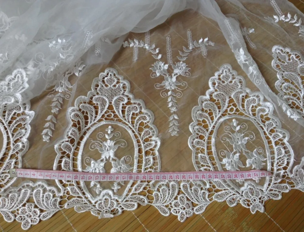 Высокое качество слоновой кости organdy двусторонний полиэстер Цветочная вышивка