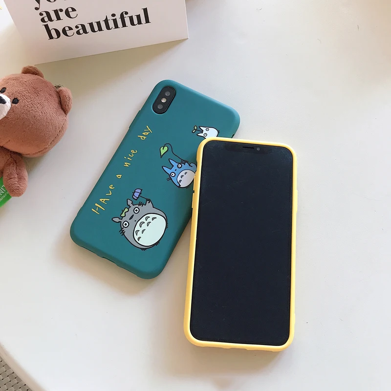 For iPhone 7 6 6s 8 X 7Plus Lovely Cartoon totoro phone case for iphone xr xs max matte Thicken silicone cover capa fundas 10 |