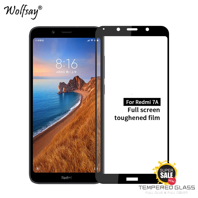 

Защитное стекло с полным клеем для Xiaomi Redmi 7A, 2 шт.