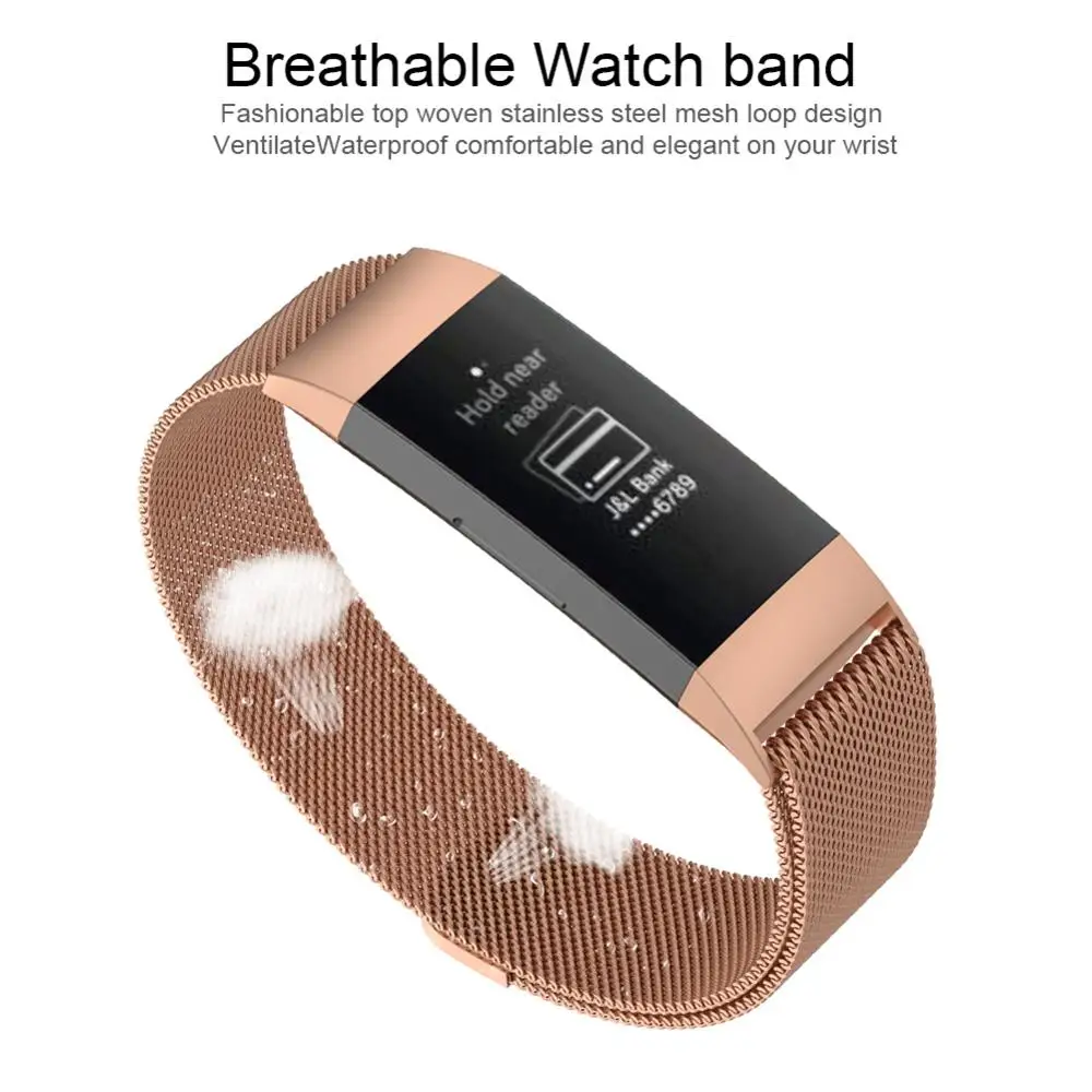 Yuedaer магнитный с миланским плетением петля ремешок для Fitbit Charge 2 металлические браслеты из нержавеющей стали для Fitbit Charge 3 браслета