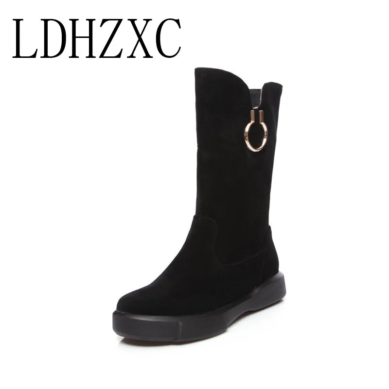 LDHZXC/женские сапоги до середины икры модные однотонные бежевые женские из