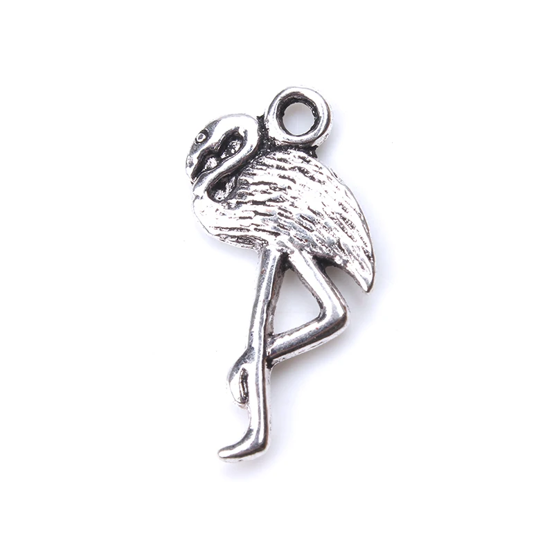10 шт./лот подвеска в виде фламинго благородное античное серебро Двусторонняя DIY