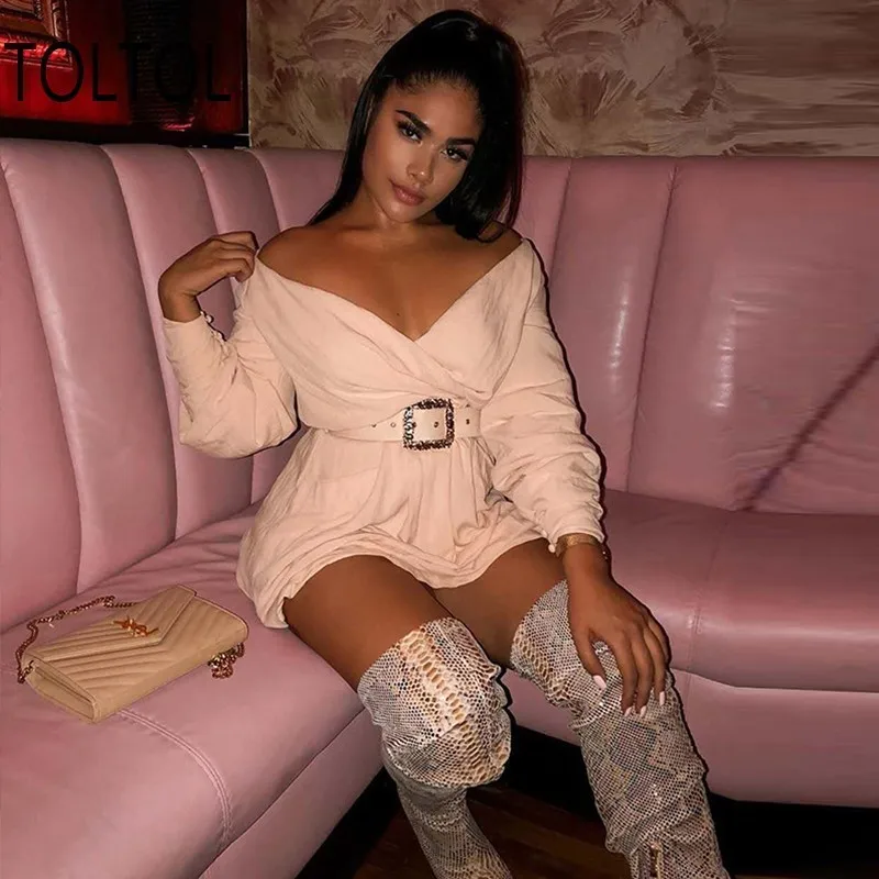 Женское платье рубашка с длинным рукавом и глубоким v образным вырезом