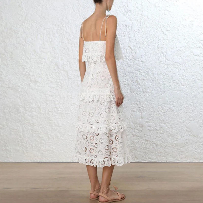 Женское пляжное платье RUGOD ажурное платье-пачка в клеточку с цветочной вышивкой