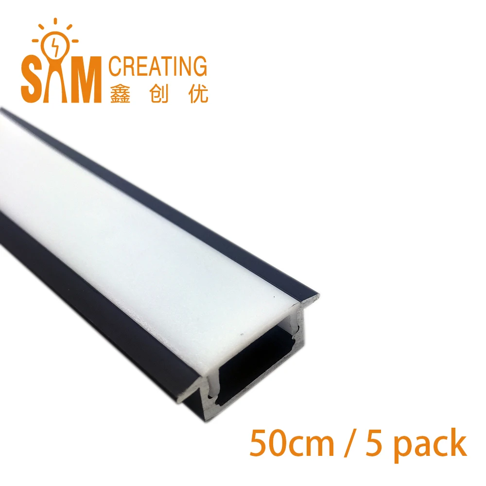 Черный светодиодный Алюминий канал Системы с крышкой торцевыми крышками и