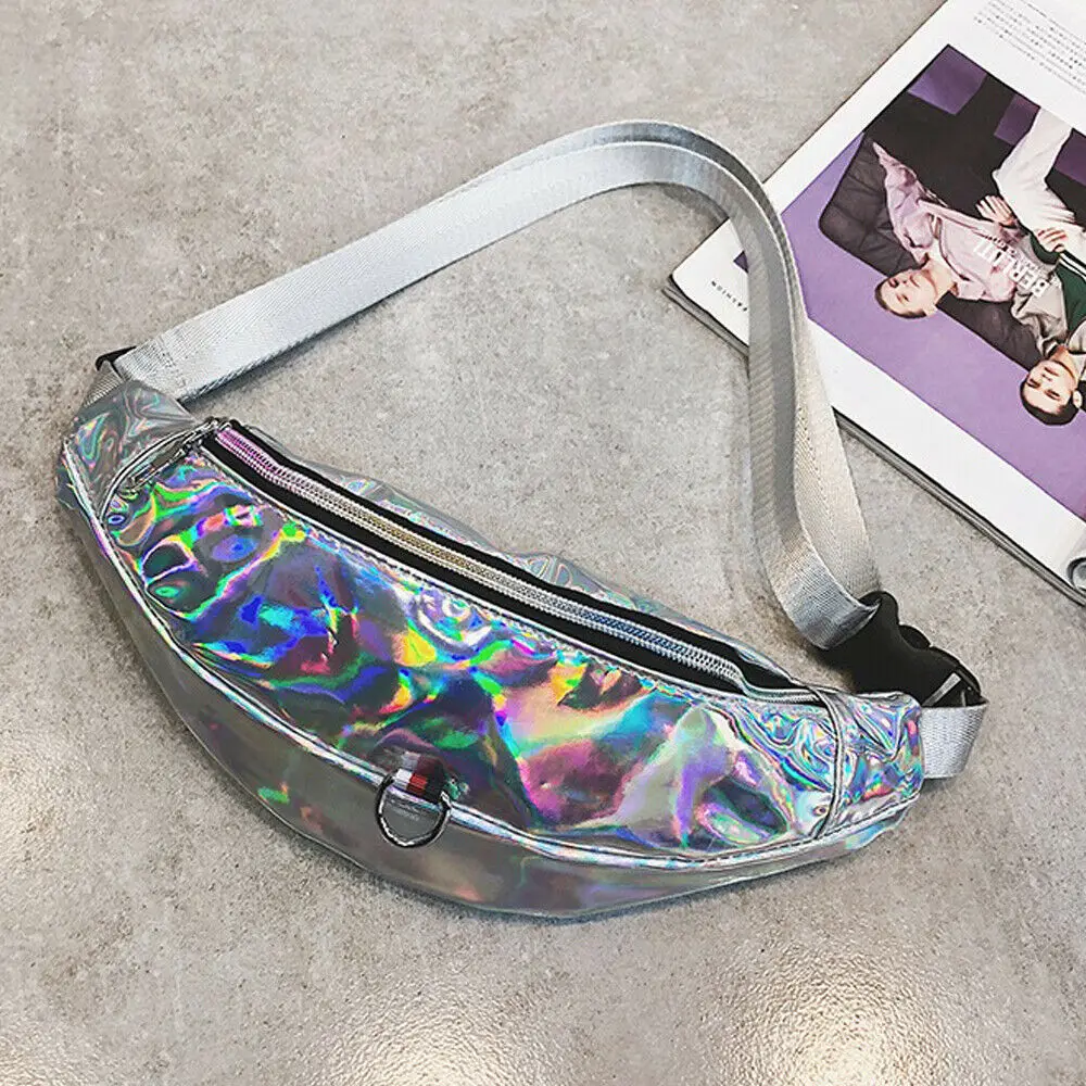 Поясная сумка женская из искусственной кожи с лазером на молнии для путешествий