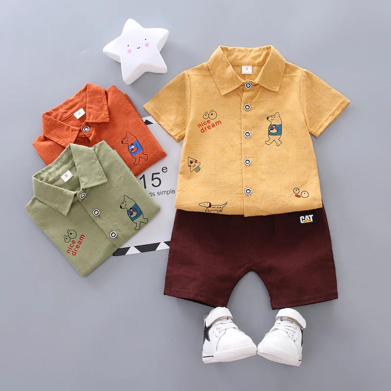 Летняя одежда для маленьких мальчиков костюмы в джентльменском стиле комплекты