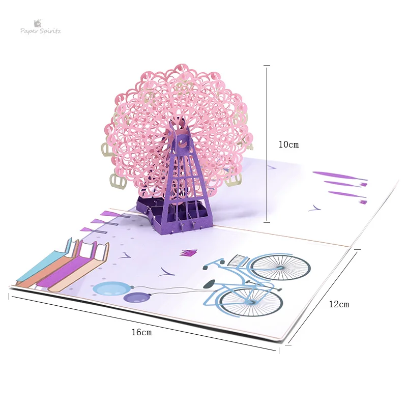 Бумага SPIRITZ колесо обозрения карты 3D лазерная резка бумаги всплывающие с