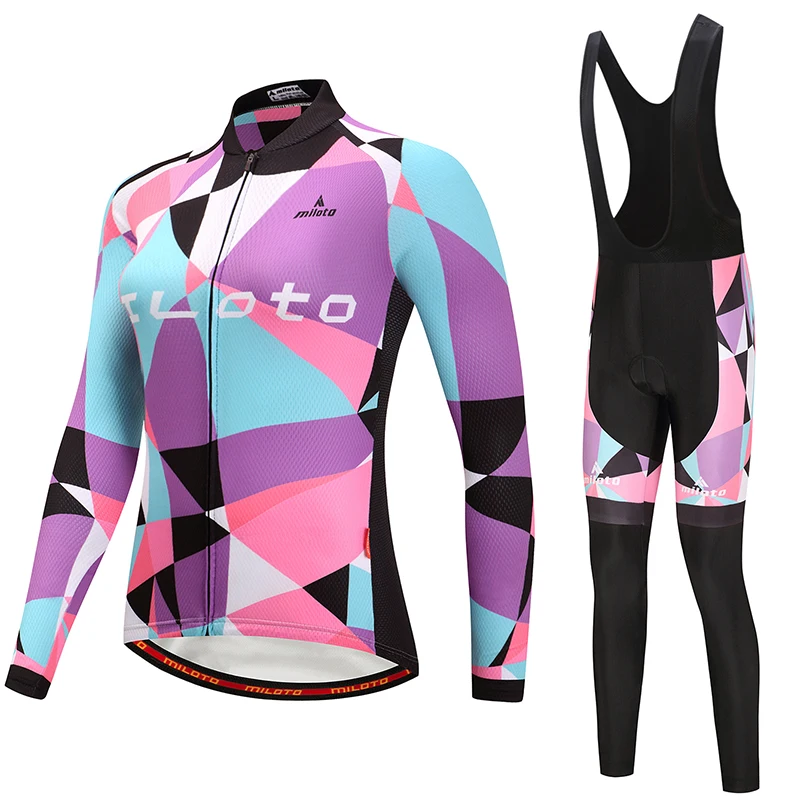 MILOTO женский набор Джерси для велоспорта с длинным рукавом Одежда Pro Team Road Bike &amp Mtb
