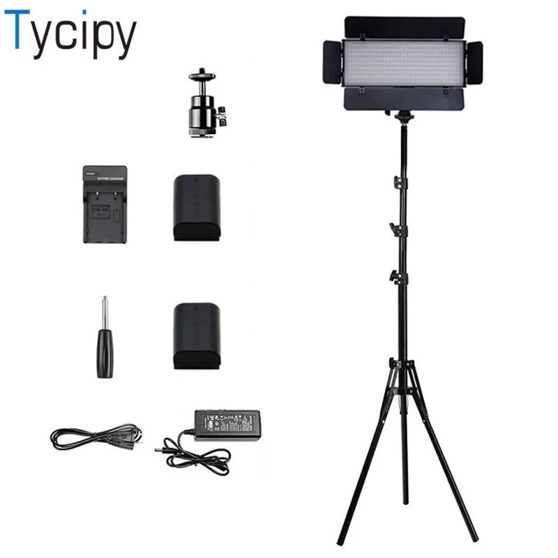 Tycipy LED Видео свет фотография Освещение с штативом Горячий башмак батарея 5600K Bi