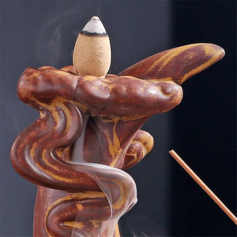 Керамическая креативная курильница в виде Луны и дыма с обратным потоком